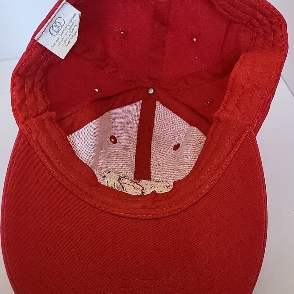 Adult Red Acrylic Rough Riders Adjustable Strap Baseball Cap Hat - Picture 5 of 7